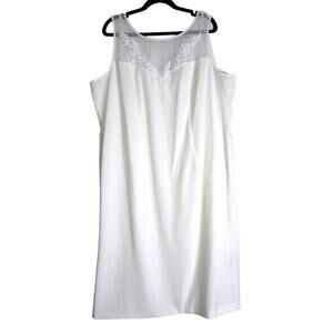 Maya Brooke White Dress Knee Length Pencil Sheath Sleeveless Embroidery Lace 20W